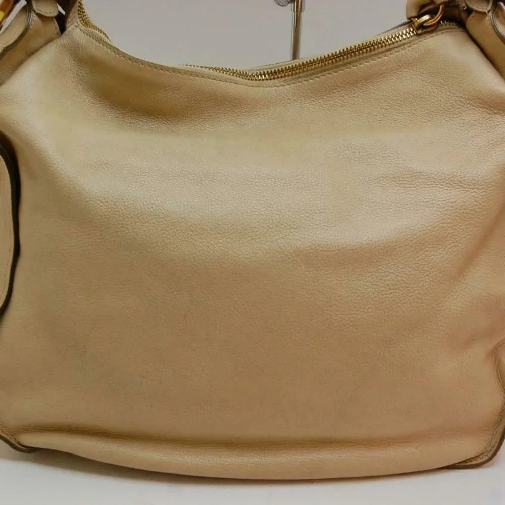 Auth Chloe Marcie Large Shoulder Bag Leather Ivory